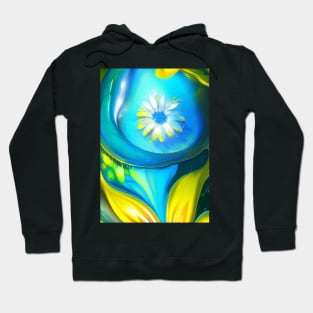 SURREAL WHITE AND YELLOW FLOWERS BLUE BACKGROUND Hoodie